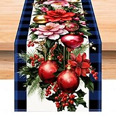 お買い得  クリスマスの装飾-クリスマステーブルランナー、お祝いのホリデーデコレーション、エレガントな季節のテーブルトップアクセント、ホリデーの集まりやダイニングに最適