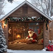 tanie Osłony drzwi garażowych na Boże Narodzenie-Boże Narodzenie na zewnątrz garaż drzwi pokrywa xmas baner święty mikołaj centrum handlowe duże tło świąteczne dekoracja na święta zewnętrzne garaż drzwi dekoracje ścienne domu