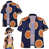 cheap Anime Costumes-One Piece Monkey D. Luffy Anime Cosplay Costume Masquerade Cosplay Suits Masquerade Shirt Hat For Men&#039;s Adults&#039;