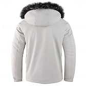 billige Sportjakke-Herre Vinterjakke Sport Coat Turjakke Parkas Sport &amp; Utendørs Camping &amp; Vandring Vanntett Vindtett jakke Pelskanter Høst Vinter Helfarge Aktiv Med hette Normal Svart Hvit Jakker