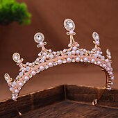 abordables Tiaras y Corona-Tiaras de la corona Brillante Legierung Boda cóctel Elegante Lujo Con Perlado Artificial Detalles de Cristal Celada Sombreros