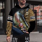 abordables Motif 3D-Homme Graphic Poissons Sweat à capuche Sweats à Capuche Sweat-shirt Sweat à capuche manche longue Sweat à capuche Capuche Vêtement de rue 3D effet Sport &amp; Loisir du quotidien Noir Bleu Roi Imprimer