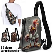 cheap Men&#039;s Bags-Funny Cartoon Rooster Sling Bag with Adjustable Strap – Casual Lightweight Crossbody Bag for Everyday Use