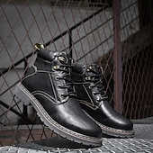 cheap Work Boots-Men&#039;s Brown Leather Work Boots, Durable Lace-Up Ankle Boots with Rugged Sole, Perfect for Outdoor Activities, Construction, and Casual Wear