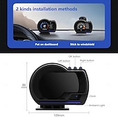 cheap Bluetooth Car Kit/Hands-free-Car Head-Up Display OBD2&amp;GPS Smart Car HUD Gauge Digital Odometer Security Alarm Water Temperature Alarm
