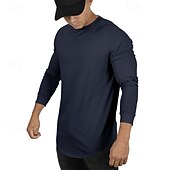Homme T-shirt Chemise à Manches Longues manche longue Col ras du cou Printemps & Automne Uni Mode Designer Basique Classique Vacances Rue Sortir Noir Blanche bleu marine T-shirt haut de gamme pour abordables t-shirts de base-Homme T-shirt Chemise à Manches Longues manche longue Col ras du cou Printemps & Automne Uni Mode Designer Basique Classique Vacances Rue Sortir Noir Blanche bleu marine T-shirt haut de gamme pour