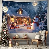 cheap Christmas Tapestry Hanging-Christmas Decorations Snowman Gifts Hanging Tapestry Xmas Wall Art Large Tapestry Mural Decor Photograph Backdrop Blanket Curtain Home Bedroom Living Room Decoration