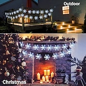baratos Luzes solares de corda-Luzes de corda de fada à prova d&#039;água de floco de neve de natal com led solar 30/50/100 led 8 modos de iluminação para áreas externas quintal jardim feriado jardim casamento festa de ano novo