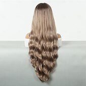voordelige Synthetische trendy pruiken-Synthetische pruiken Uniformen carrière Kostuums Prinses Gekruld Golvend Middelste stuk Gelaagd kapsel Met pony Machinegemaakt Pruik 76.2 cm Donker Bruin Synthetisch haar Dames Cosplay Feest Modieus
