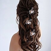 preiswerte Blumenmädchenkopfbedeckung-Kopfschmuck Strass Aleación Hochzeit Cocktail Elegant Vintage Einfach Mit Kunstperlen Blumig Kopfschmuck Kopfbedeckung