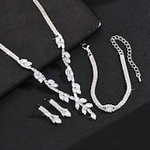 tanie Zestawy biżuterii-Zestawy biżuterii ślubnej 3 Imitacja diamentu 1 Naszyjnik 1 Bransoletka Kolczyki Damskie Klasyczny Słodkie Słodkie Klasyczny Miłość Cenny Biżuteria Ustaw Na Ślub Prezent