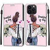 economico Cover per iPhone-telefono Custodia Per iPhone 15 Pro Max Plus Copertura Posteriore con Supporto Con Cinturino da Polso Slot per Carte Retrò TPU Pelle PU