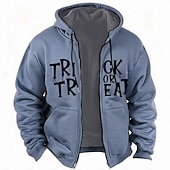 Men's Spooky Halloween Trick or Treat Graphic Full Zip Hoodie 15