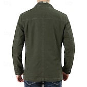 billige Blazere for menn-Herre Blazer Virksomhet Cocktailfest Bryllupsfest Mote Fritid Vår &amp; Vinter 100 % bomull Helfarge Knapp Lomme Bekvem Enkeltkneppet Blazer Svart Grønn Kakifarget