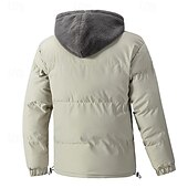 billige Dunjakker og parkaser til herrer-Herre Vinterjakke Pufferjakke Fleece-jakke Polstret 2 i 1 falske to stykker Polyester Hette Lomme utendørs Stevnemøte Fritid / hverdag Normal Mote Fritid Hold Varm Vindtett Vinter عادي Mørkegrå Svart