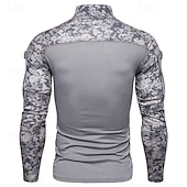 cheap Tops-Men's Outdoor Shirt Hiking Shirt Tactical Military Shirt Long Sleeve Quarter Zip Top Outdoor Soft Breathable Summer Polyester Patchwork Black Army Green Grey Gym Climbing Camping / Hiking / Caving
