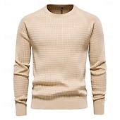 preiswerte Herrenpullover-100% Baumwolle Herren Pullover einfarbig Oansatz hochwertige Mesh Pullover männlich neue Winter Herbst Basic Pullover für Männer