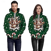 abordables Sudaderas &amp; Sudaderas con capucha-Navidad Papá Noel Sudadera Sudadera con capucha navideña divertida 3D Navidad Bolsillo delantero Gráfico Para Pareja Hombre Mujer Adulto Mascarada Impresión 3D Fiesta Casual Diario