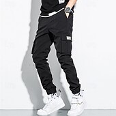 abordables Pantalons Cargo-Homme Pantalon Cargo Pantalon Jogger Pantalon Cordon Taille elastique Multi poche Plein Vestimentaire Extérieur du quotidien Camping et randonnée Mode Classique Noir Vert Véronèse