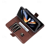 baratos Capa Samsung-telefone Capinha Para Dobra Z 7 Dobra Z 6 Z Fold 5 Z Fold 4 Z Fold 3 Capa traseira Com Suporte Magnética Slot para cartão Retro Couro PU