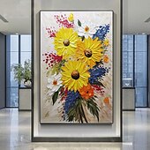cheap Landscape Paintings-Handmade Oil PaintingCanvasWall Art DecorationAbstract Knife PaintingFlowers Warm ColorsFor Home Decor Rolled Frameless Unstressed Painting