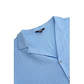 preiswerte Urlaub-Herren Hemd Sommerhemd Strandbekleidung Knopfhemd Schwarz Weiß Rosa Blau Khaki Kurzarm Glatt Kargen Casual Täglich Bekleidung Baumwolle und Leinen Modisch Komfortabel