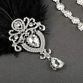 economico Accessori per capelli da donna-Cerchietto con piume nere e strass Gatsby anni &#039;20 per donna: accessorio vintage in stile flapper per feste in maschera, matrimoni ed eventi a tema retrò