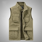 preiswerte Men&#039;s Vest-Herren Weste Angelweste Weste für Wanderer Täglich Verabredung Urlaub Modisch Brautkleider schlicht Frühling Sommer Gitter Tasche Polyester Atmungsaktiv Komfortabel Glatt Reisverschluss Ständer