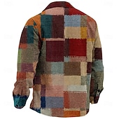 Недорогие мужская куртка-рубашка-Муж. В клетку Геометрический рисунок Вельветовая рубашка Куртка-рубашка Верхняя рубашка Длинный рукав Винтаж На каждый день Официальные На каждый день Наступила зима Отложной Рубашки с воротником