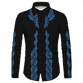 preiswerte Westernhemden für Herren-Herren Blumen Hemd Westernhemd Cowboy-Shirt Langarm Lässig Täglich Herbst Winter Umlegekragen Druck Button-Down Weiß Gelb Blau Grün Grau