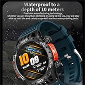 ieftine Ceasuri Smart-ceas inteligent ht22 ecran de 1,46 inchi apel bluetooth ip68 lanternă cu led rezistentă la apă baterie mare 100 sport gps pistă de fitness ceas inteligent