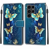 cheap Samsung Cases-Phone Case For S24 Ultra S24 Plus S24 S23 S22 S21 S20 Ultra Plus FE A55 A35 A25 A15 5G A14 A34 A54 A73 A53 A33 A72 Back Cover with Stand Holder with Wrist Strap Card Slot Retro TPU PU Leather