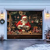 tanie Osłony drzwi garażowych na Boże Narodzenie-Boże Narodzenie na zewnątrz garaż drzwi pokrywa xmas baner święty mikołaj centrum handlowe duże tło świąteczne dekoracja na święta zewnętrzne garaż drzwi dekoracje ścienne domu