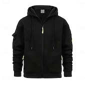 economico felpe con cappuccio da uomo di base-Per uomo Felpa con cappuccio Felpa con cappuccio a zip intera Felpa con cappuccio tattica Nero Blu marino Blu Cachi Grigio scuro Con cappuccio Liscio Sportivo Giornaliero Per eventi Streetwear