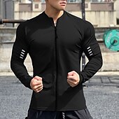 economico T-shirt e Canottiere da Corsa-Per uomo Maglia Atletica Maglia da palestra Camicia fitness Camicia a compressione imbottita Zip intera Manica lunga Maglietta / Maglia Informale Athleisure Autunno Traspirante Asciugatura rapida