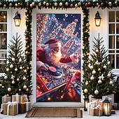 billige juledørdeksler-juledørdekorasjoner dørdeksler julemotor nissedør billedvev dørgardindekorasjon bakteppe dørbanner til inngangsdør gårdshus feriefest dekorutstyr innendørs/utendørs