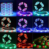 baratos Controlo Remoto-luzes de tira de led flexíveis rgb 5m luzes tiktok 300 leds 2835 8mm ir 44key controle remoto conectável autoadesivo mudança de cor