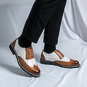 cheap Formal-Men&#039;s Two-Tone Faux Leather Wingtip Oxford Gatsby Shoes – Vintage 1920s Brogue Spectator Dress Shoes for Wedding, Prom, Swing Dance, Roaring Twenties Party