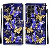 cheap Samsung Cases-Phone Case For S24 Ultra S24 Plus S24 S23 S22 S21 S20 Ultra Plus FE A55 A35 A25 A15 5G A14 A34 A54 A73 A53 A33 A72 Back Cover with Stand Holder with Wrist Strap Card Slot Retro TPU PU Leather