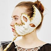 preiswerte Maske-Halloween Maske Venezianische Maske Maske am Stiel Karnevalsmaske Erwachsene Unisex Halloween Karneval Party-Abendmode Maskerade Abschlussball Einfache Halloween-Kostüme Verkleiden