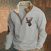 economico Felpe di base-Per uomo Felpa Felpa con cerniera a un quarto Nero Blu marino Cachi Grigio mezza cerniera Liscio Sportivo Giornaliero Per eventi Streetwear Fantastico Retrò Inverno Primavera &amp; Autunno Abbigliamento