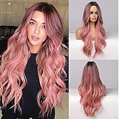 economico Parrucche trendy sintetiche-parrucca parrucche sintetiche lunghe per donne parrucche per capelli ondulati naturali parte centrale parrucche resistenti al calore dall&#039;aspetto naturale