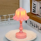 baratos Candeeiros de mesa-Abajur de mesa led com flor de concha colorida de macaron, quarto &amp;luz noturna de mesa de jantar, decoração moderna simples, botão alimentado por bateria 1pc