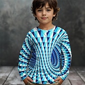 billiga Pojkens 3D Vision &amp; Geometri-Pojkar 3D Grafisk Geometrisk T-shirt Långärmad Vår Höst Mode Grundläggande Barn 4-12 år Rund hals Utomhus Ledigt Dagligen Normal