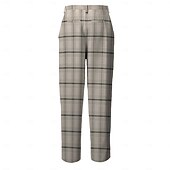 billiga Smal-Herr Rutig Kostymbyxor Medium Midja Business Casual Formell Vardag Ficka Sommar Vår Höst Beige