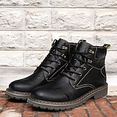 cheap Work Boots-Men&#039;s Brown Leather Work Boots, Durable Lace-Up Ankle Boots with Rugged Sole, Perfect for Outdoor Activities, Construction, and Casual Wear