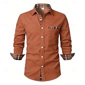 economico Camicie da uomo-Per uomo Camicia Camicia di velluto a coste Sovracamicia A quadri Esterno Strada Nero Blu marino Marrone Verde Manica lunga Colletto Inverno Primavera &amp; Autunno Abbigliamento