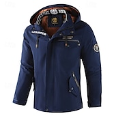 cheap Sport Jacket-Men's Winter Coat Winter Jacket Sport Coat Hiking Jacket Outdoor Camping &amp; Hiking Waterproof Windbreaker Zipper Pocket Fall Winter Solid Color Fashion Streetwear Hooded Regular Black White Navy Blue