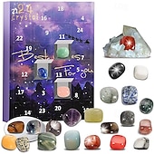 ieftine rechizite de petrecere-1 bucată calendar de advent cu pietre prețioase de Crăciun, 24 de pietre prețioase de cristal naturale, pietre prețioase de deschis în fiecare zi pentru colecția de învățare, calendar de advent de