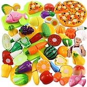 abordables Articles de fête-Ensemble de jouets de découpe d&#039;aliments amusants de 21 pièces - développe les compétences de base précoces, convient aux enfants, aux filles et aux garçons, parfait comme cadeau d&#039;Halloween et de